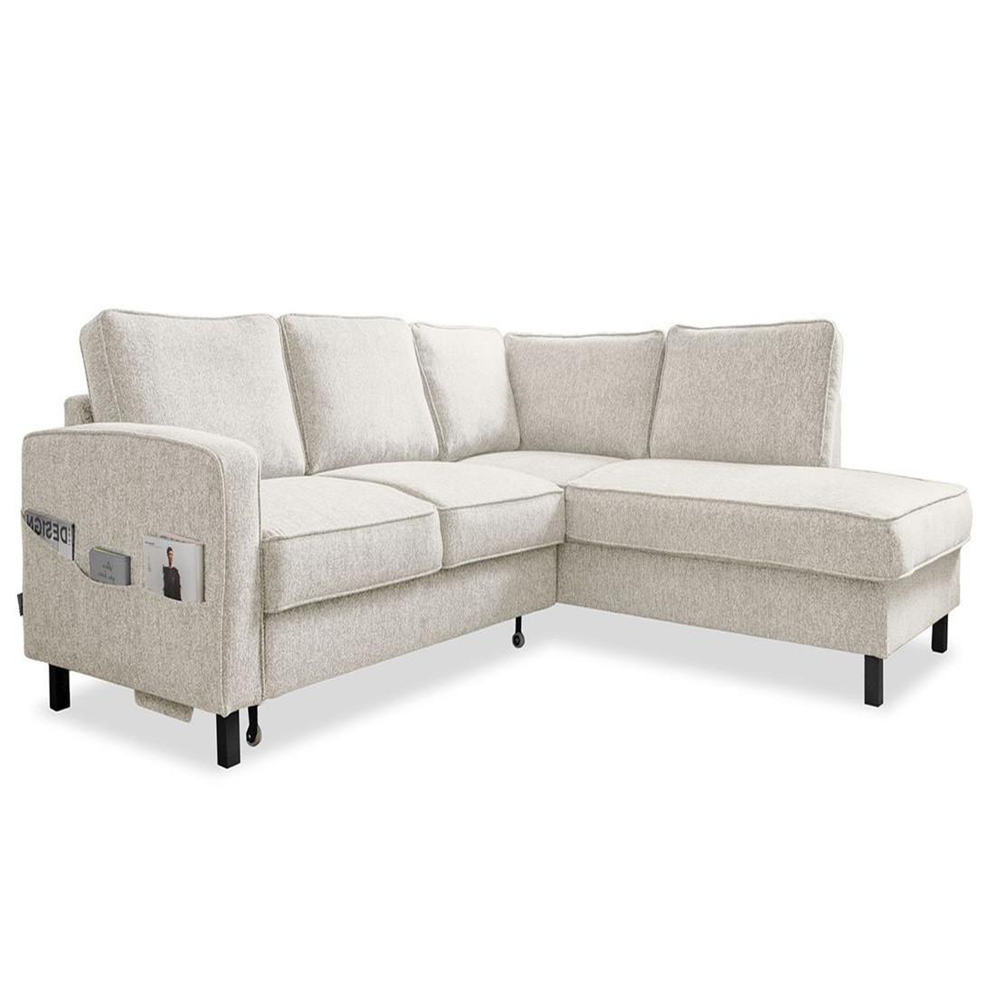Voir la diapositive 1 : BEST MOBILIER Molly - canapé d'angle droit 5 places convertible en tissu