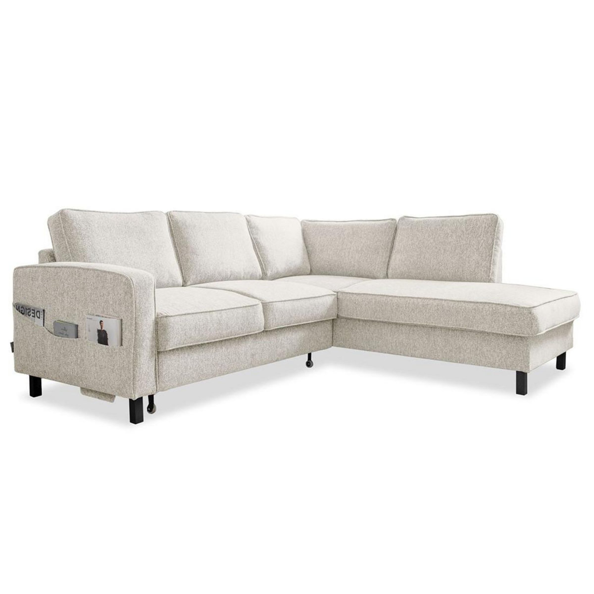 BEST MOBILIER Molly - canapé d'angle droit 5 places convertible en tissu