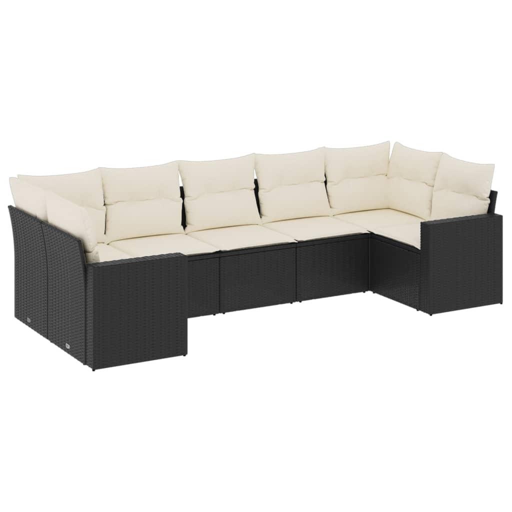 Voir la diapositive 2 : VIDAXL Salon de jardin 7 pcs avec coussins noir resine tressee