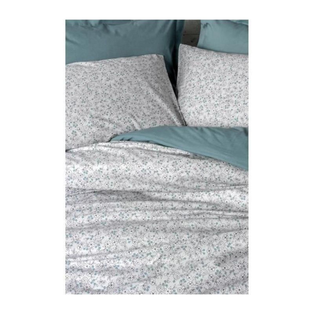 GENERIQUE Parure de lit - 129CTN94493 - 1 housse de couette 220 x 240 cm + 2 taies d'oreiller 60 x 60 cm - 100% coton ranforcé - Menthe