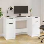 VIDAXL Bureau avec armoire laterale Blanc Bois d'ingenierie