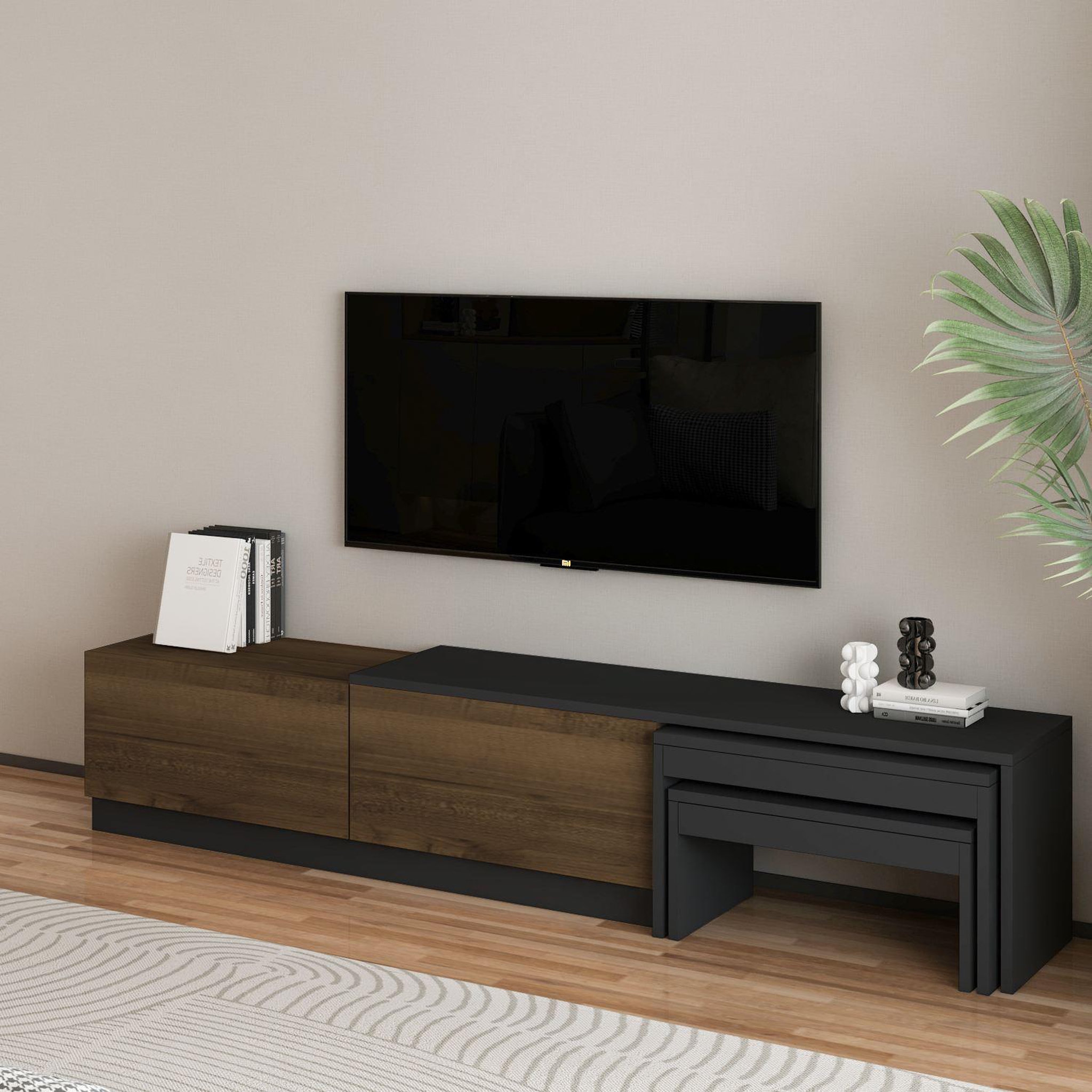 Voir la diapositive 4 : Habitat et Jardin Meuble tv en bois  nest  - 180 x 30 x 36 cm - marron