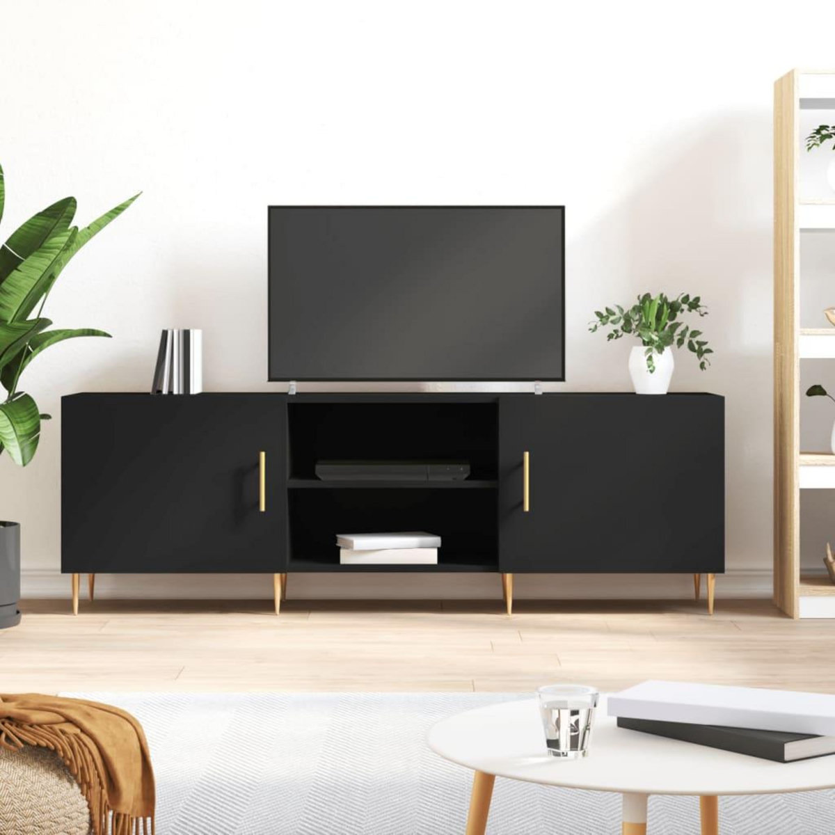 VIDAXL Meuble TV noir 150x30x50 cm bois d'ingenierie