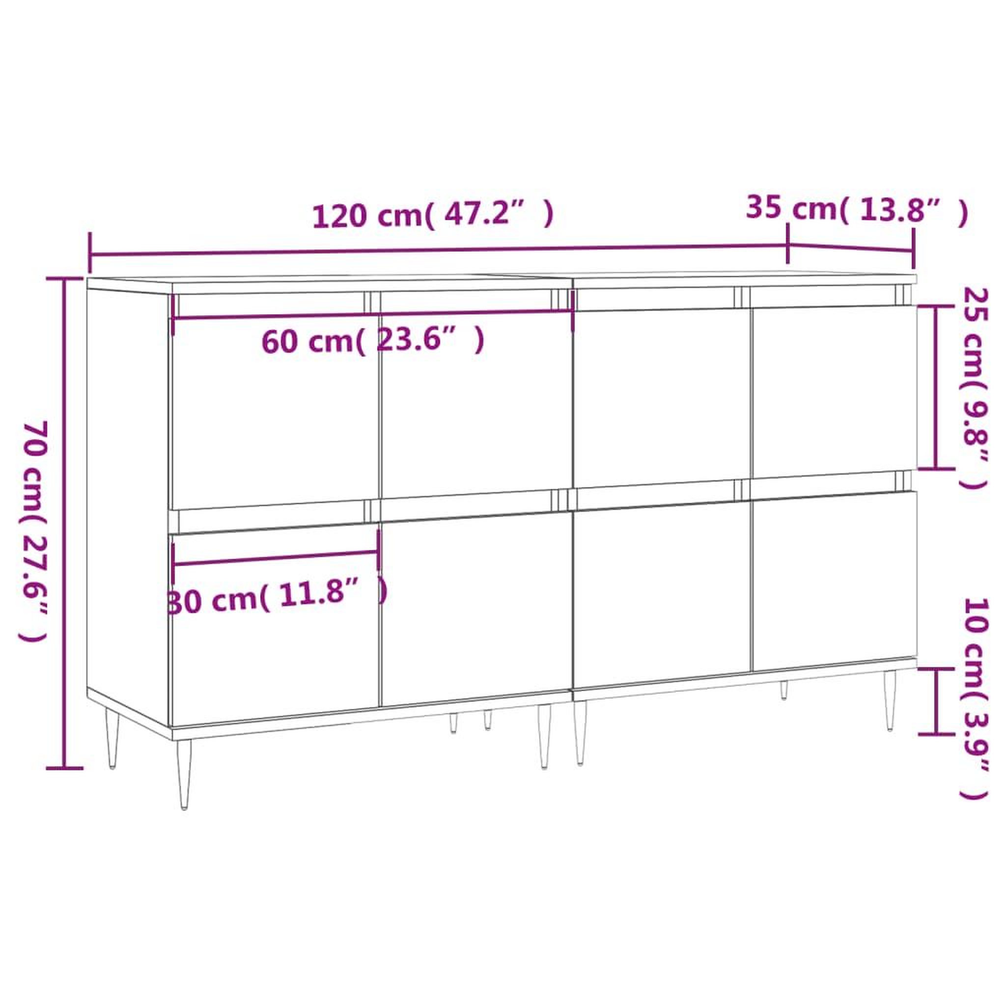Voir la diapositive 6 : VIDAXL Buffets 2 pcs sonoma gris bois d'ingenierie