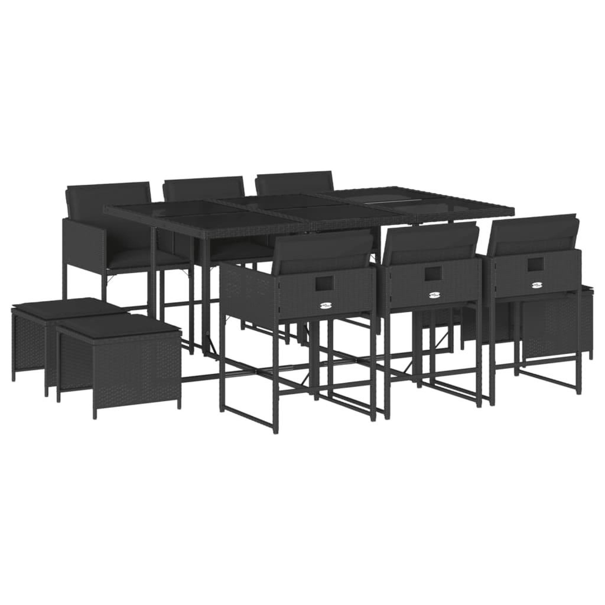 Voir la diapositive 2 : VIDAXL Ensemble a manger de jardin 11 pcs coussins noir resine tressee