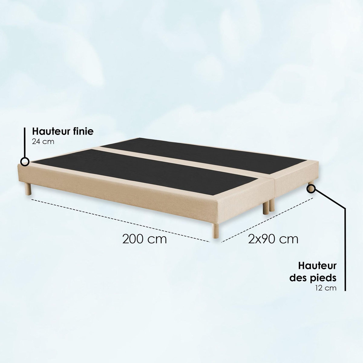 IDLITERIE Sommier tapissier à lattes fixes, excellent maintien et durable