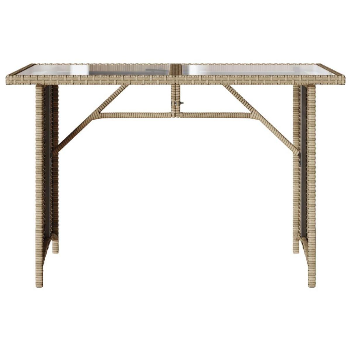 VIDAXL Table de jardin avec dessus en verre beige 110x68x70 cm rotin
