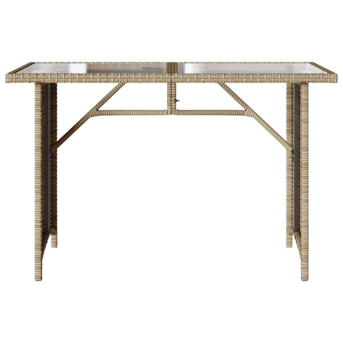 VIDAXL Table de jardin avec dessus en verre beige 110x68x70 cm rotin