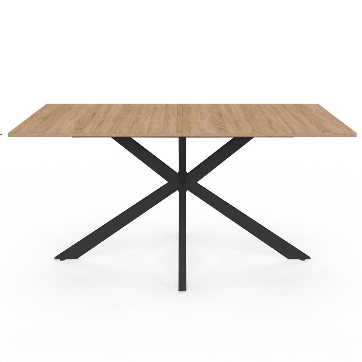 ID MARKET Table à manger rectangle ALIX 8 personnes pied araignée bois et noir 160 cm