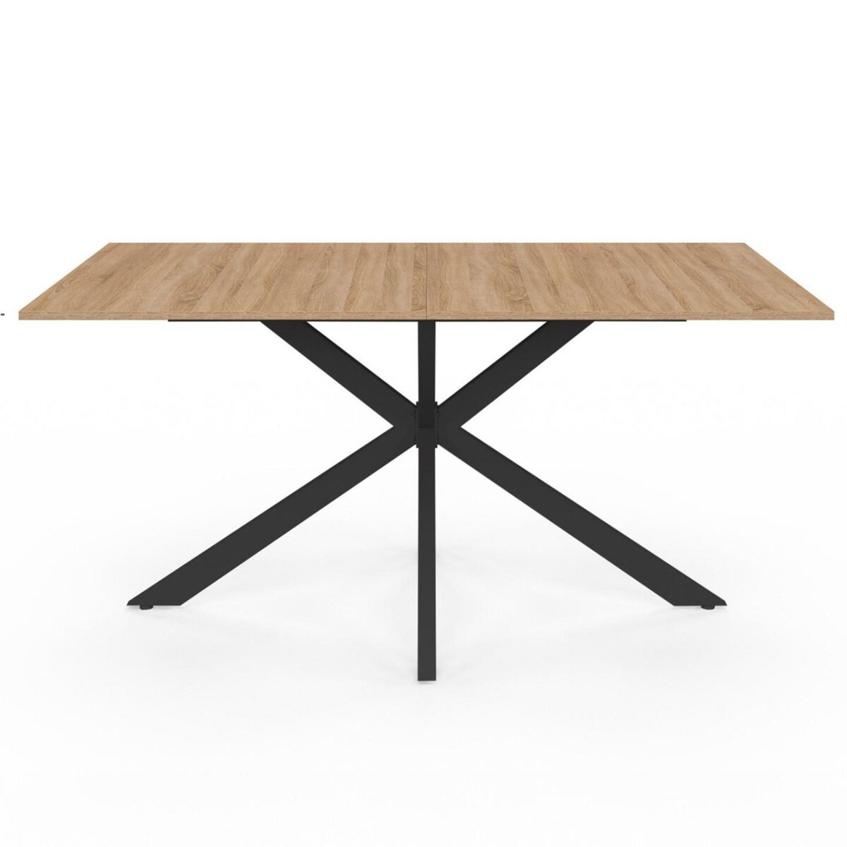 ID MARKET Table à manger rectangle ALIX 8 personnes pied araignée bois et noir 160 cm