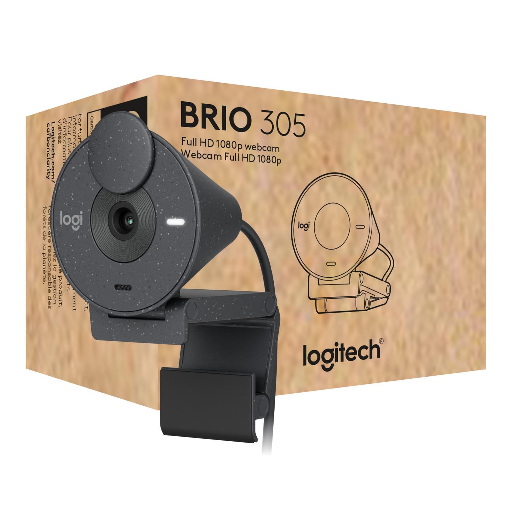 Voir la diapositive 2 : Logitech Logitech brio 305 webcam 2 mp 1920 x 1080 pixels usb-c graphite
