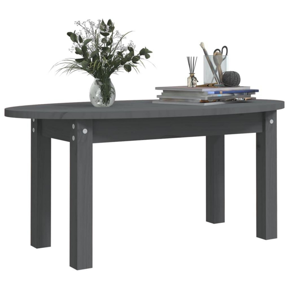 VIDAXL Table basse Gris 80x40x35 cm Bois massif de pin