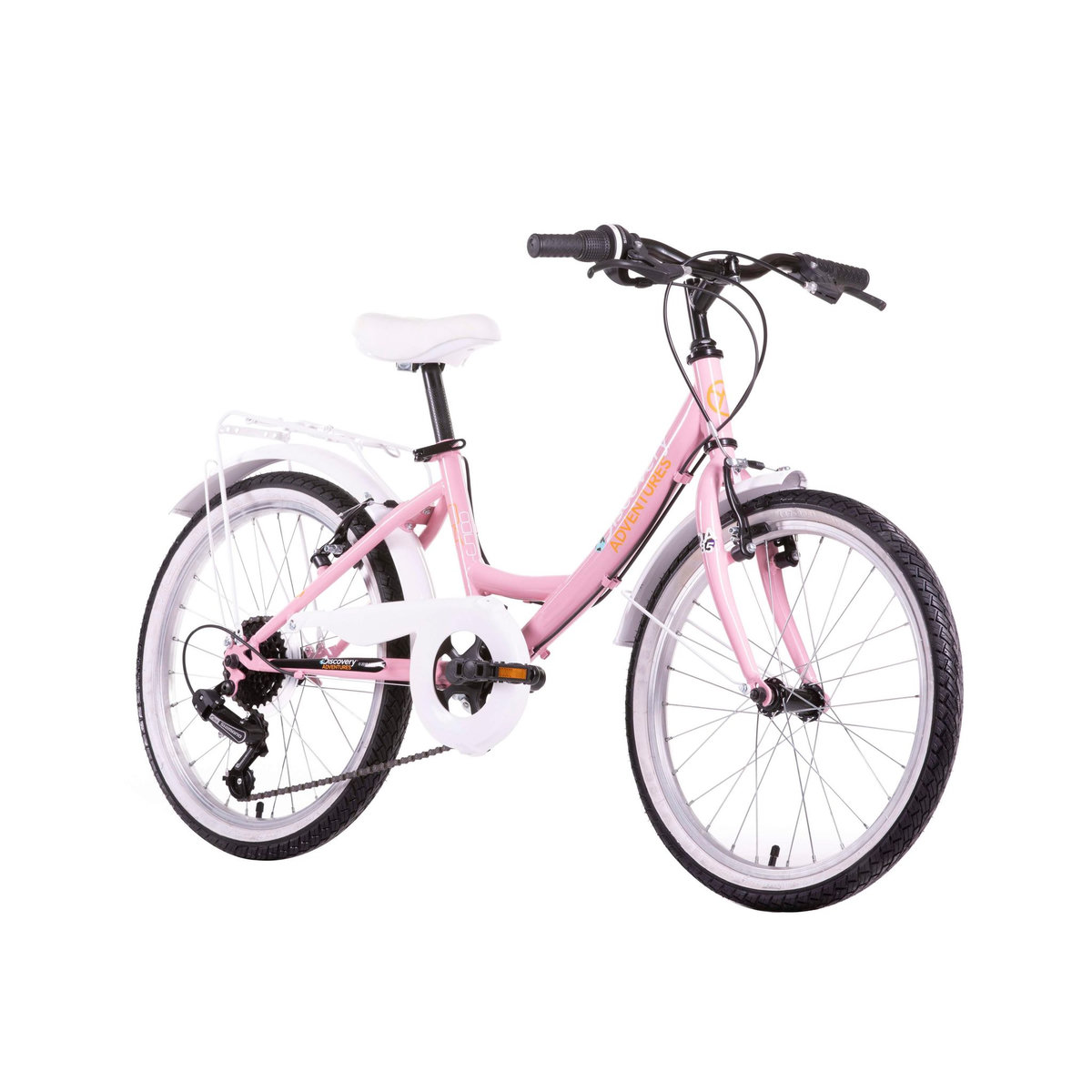 DISCOVERY ADVENTURES Vélo enfant (120/140 cm) - Modèle 20'' Fille  Discovery Adventures - Fourche rigide - 6 vitesses - Dérailleur Shimano - Freins V-Brake - Porte Bagages
