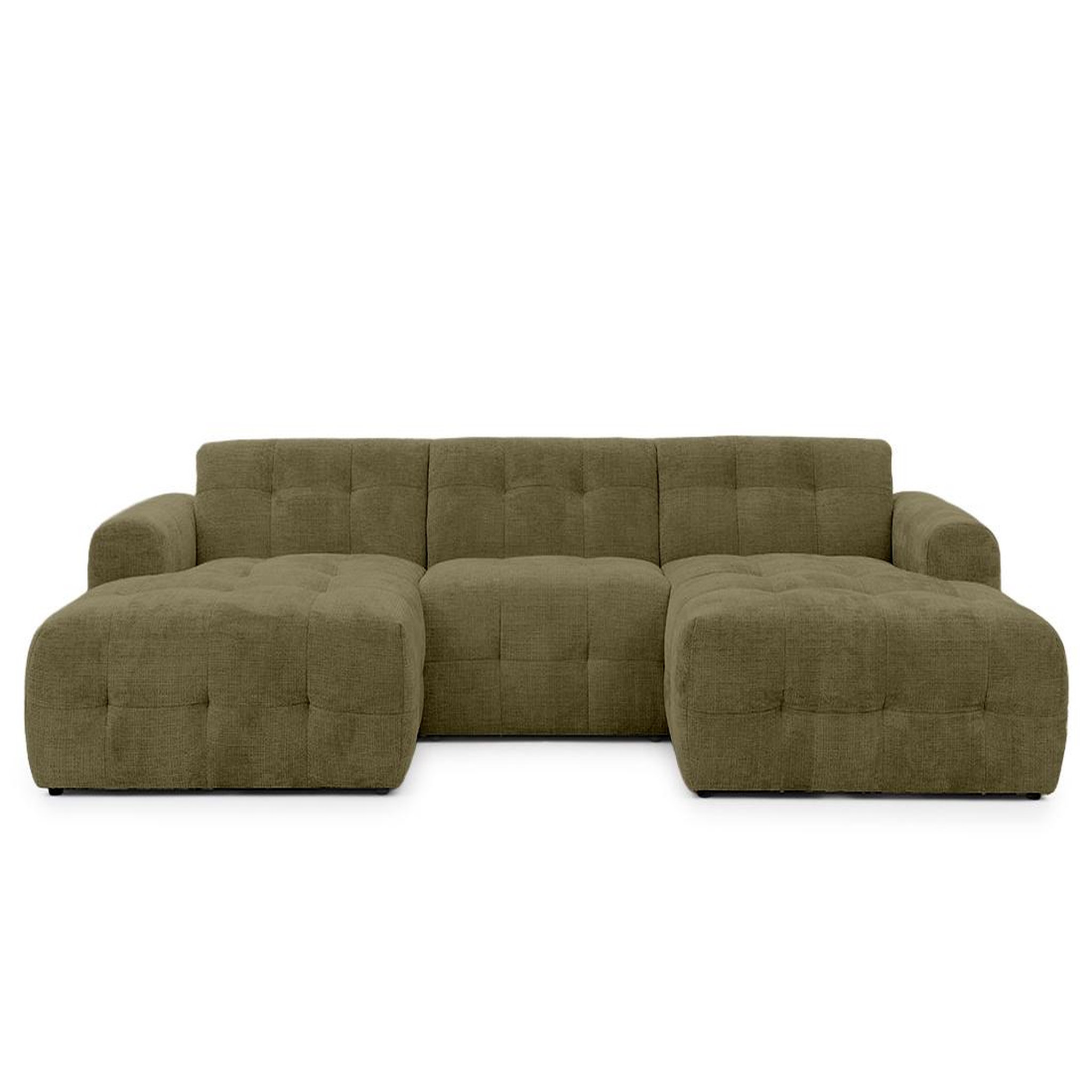 BEST MOBILIER Diane - canapé panoramique en u 6 places en velours texturé. Coloris disponibles : Beige, Orange, Vert