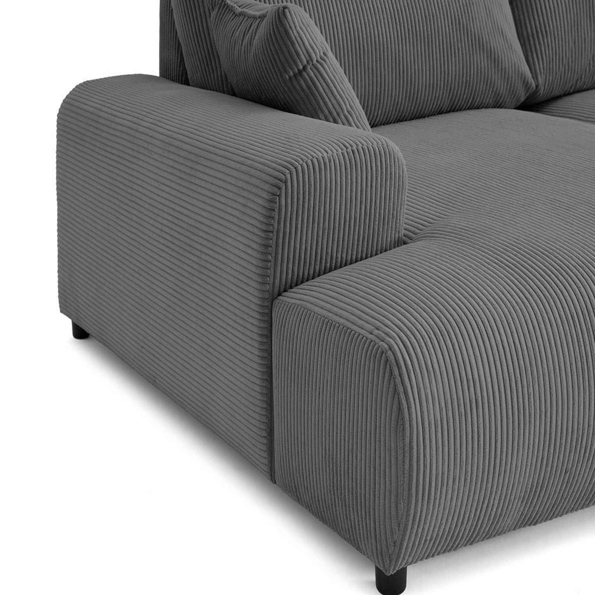 Voir la diapositive 6 : LISA DESIGN Garance - canapé droit 4 places double méridienne - assise profonde - en velours côtelé