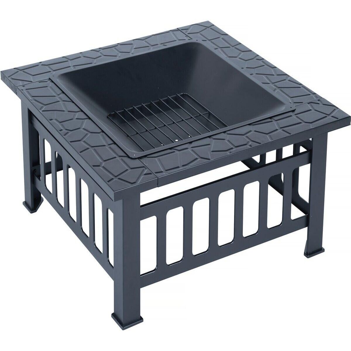 Habitat et Jardin Brasero barbecue 3 en 1 avec couvercle anti braise  Flaméo  - Noir