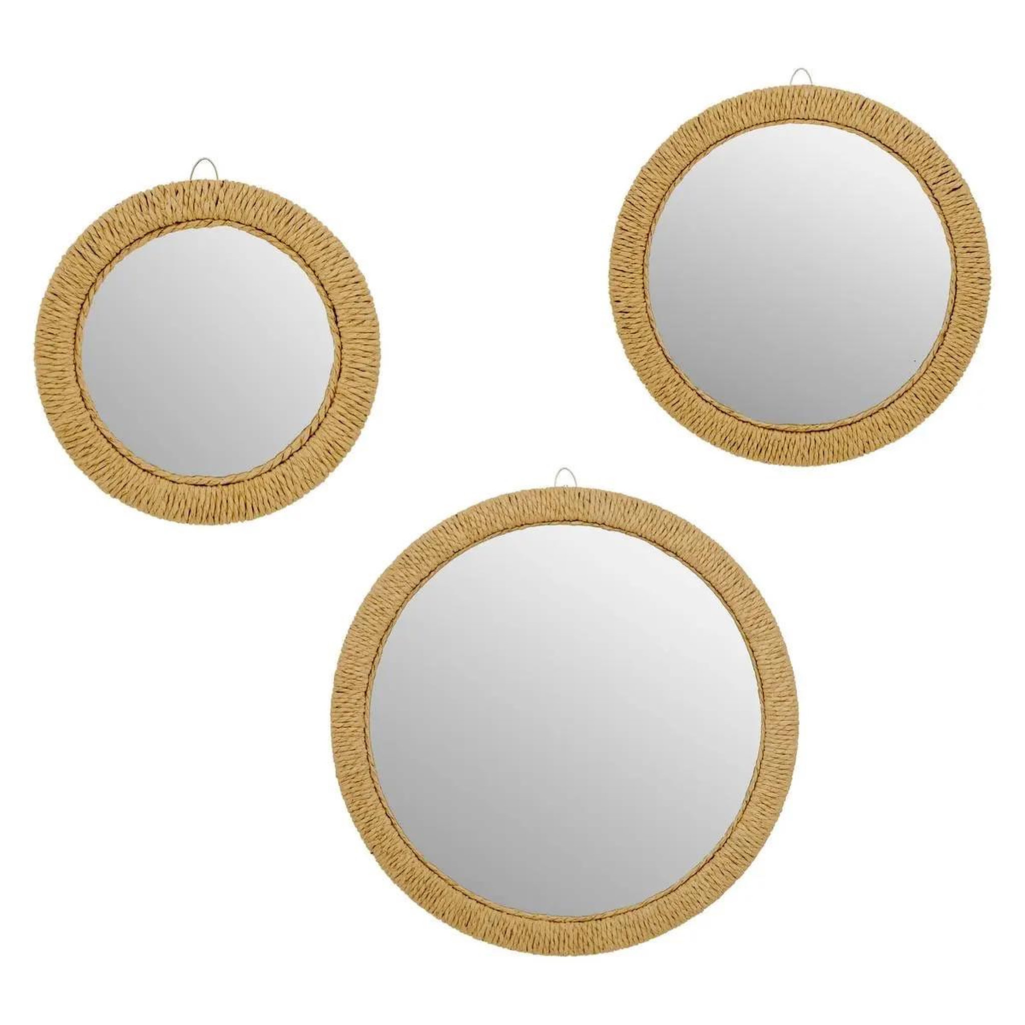 ATMOSPHERA Lot de 3 Miroirs Ronds  Tilia  40cm Naturel