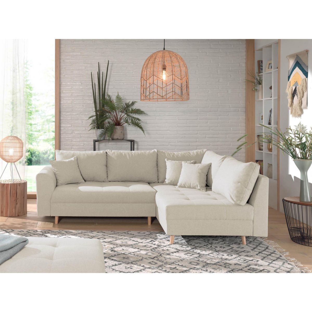 LISA DESIGN Rune - canapé d'angle - avec pouf d'appoint - 4 places - style scandinave - droit