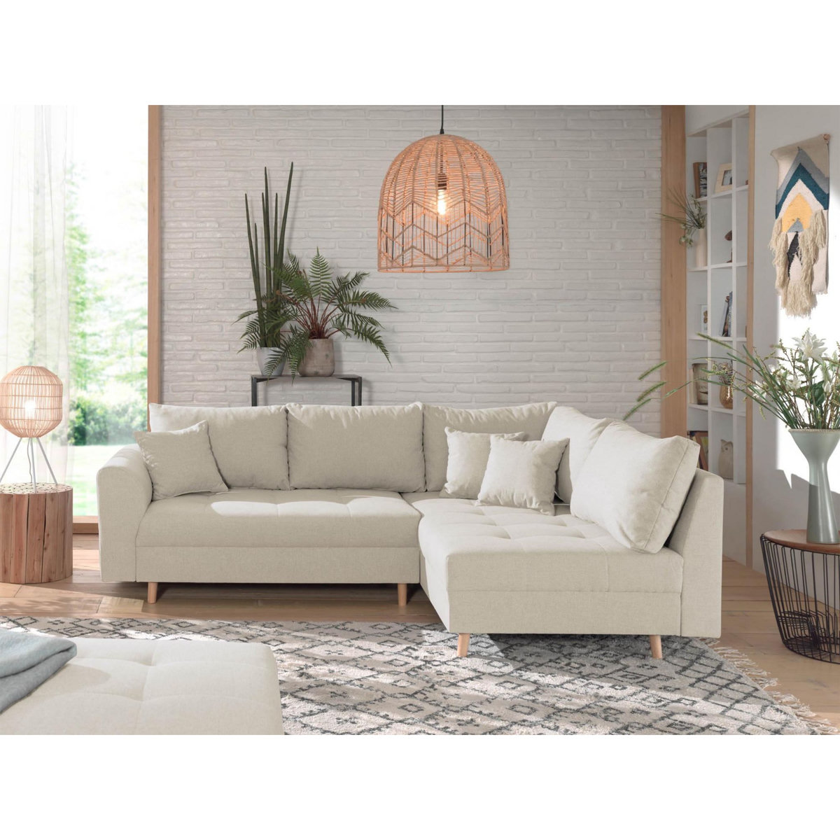 LISA DESIGN Rune - canapé d'angle - avec pouf d'appoint - 4 places - style scandinave - droit