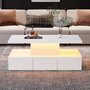 Voir la diapositive 4 : MERAX Table basse rectangulaire blanc avec 1 tiroir - 50x100 cm led panneau de particules