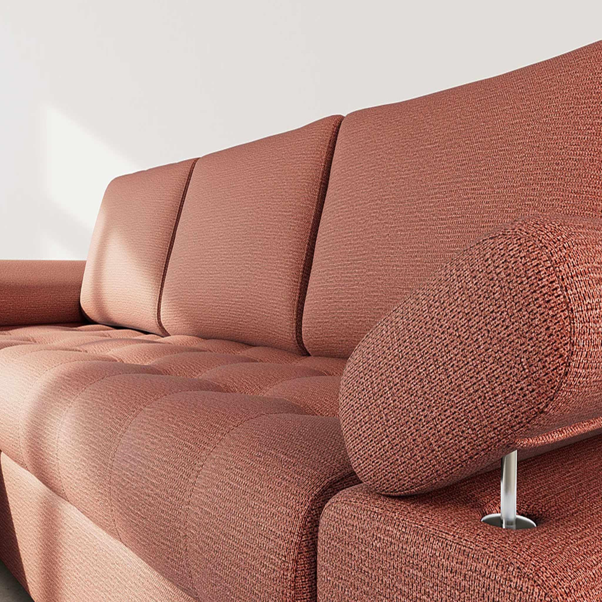 Voir la diapositive 5 : BEST MOBILIER Bianca - canapé d'angle gauche 4 places convertible avec coffre en tissu texturé