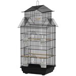 PAWHUT Cage à oiseaux design maison mangeoires perchoirs balançoire grande porte 8 trappes plateau déjection
