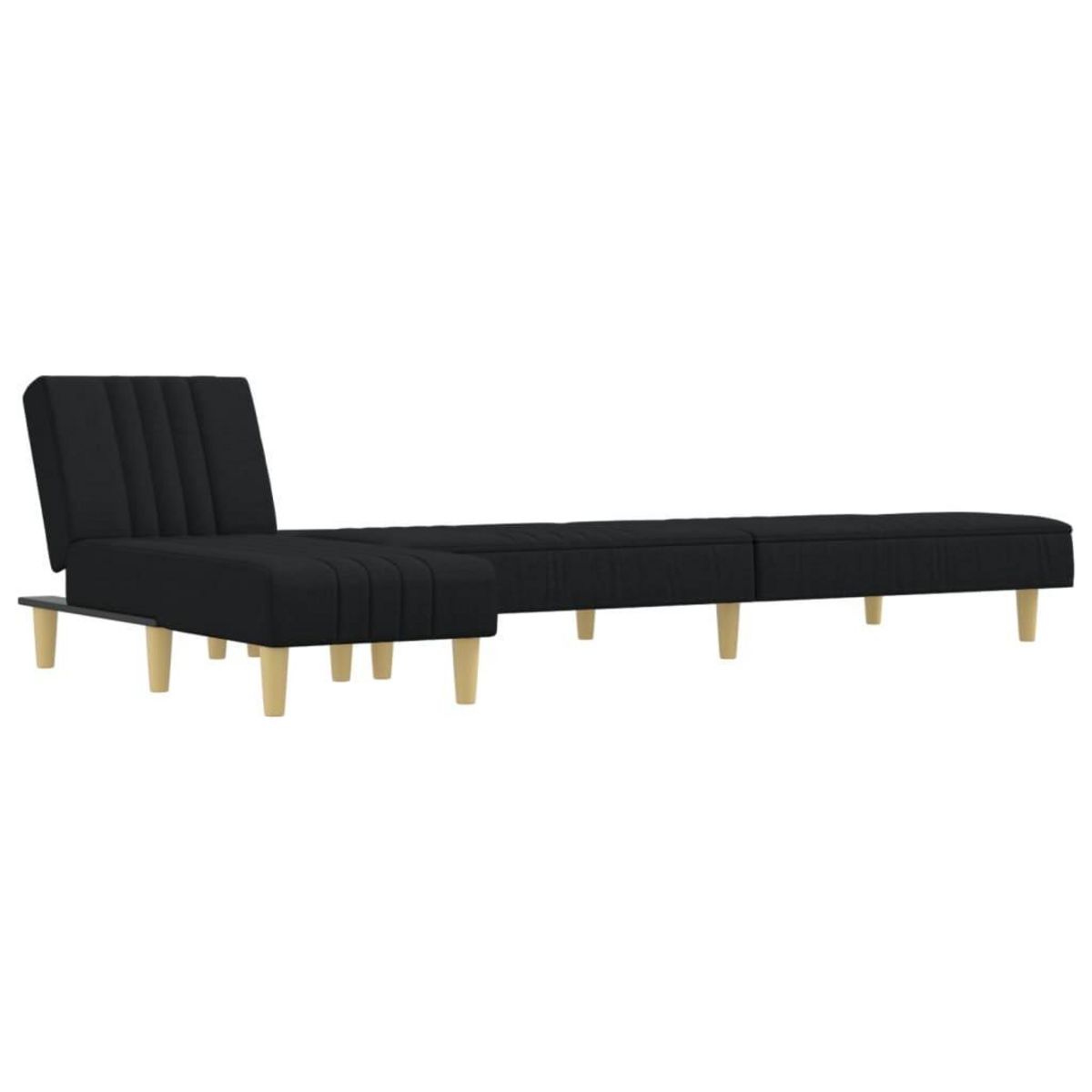 VIDAXL Canape-lit en forme de L noir 255x140x70 cm tissu