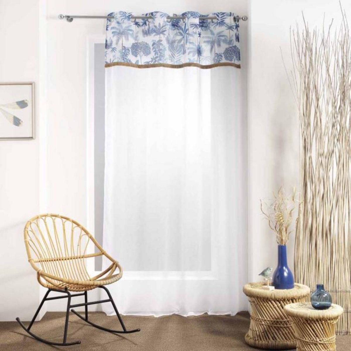 Paris Prix Rideau Voilage Imprimé  Amazonia  140x240cm Bleu