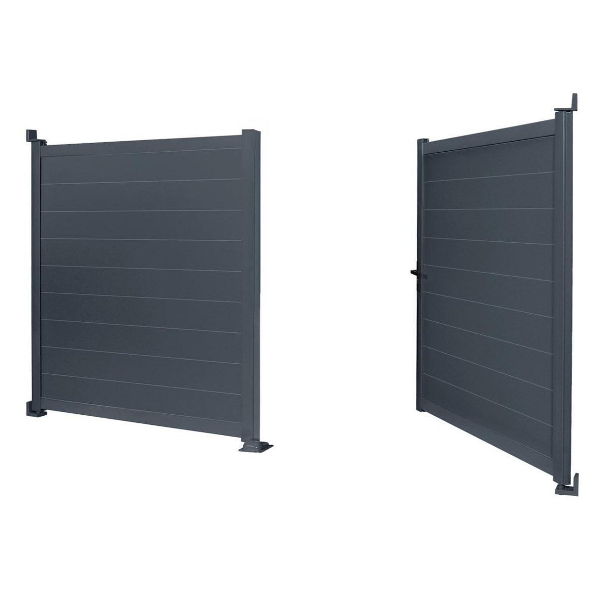 ID MARKET Portail battant 302x160 cm en aluminium gris anthracite