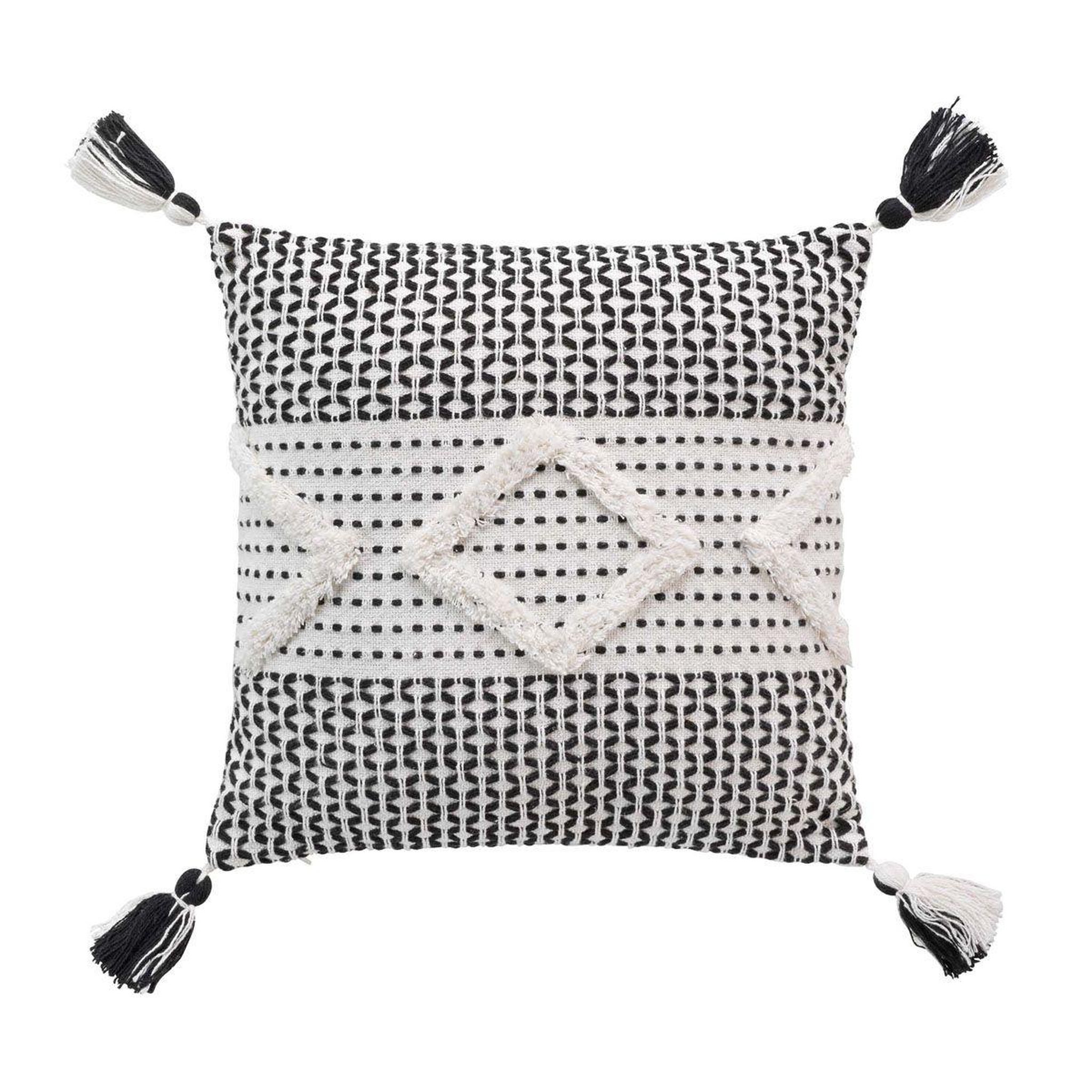 Douceur d'Intérieur Housse de coussin à pompons  sally  40x40cm noir & blanc