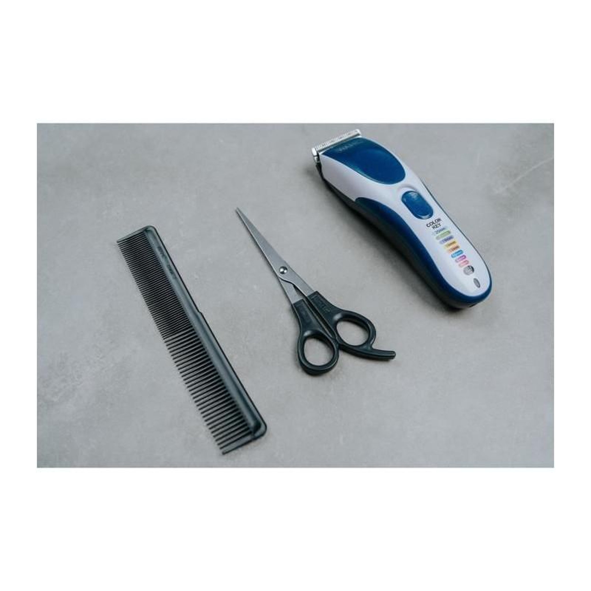 Voir la diapositive 6 : WAHL Tondeuse a cheveux - WAHL - COLOR PRO CORDLESS - 3,5 W - 8 sabots - Autonomie : 60 min - Bleu / Gris