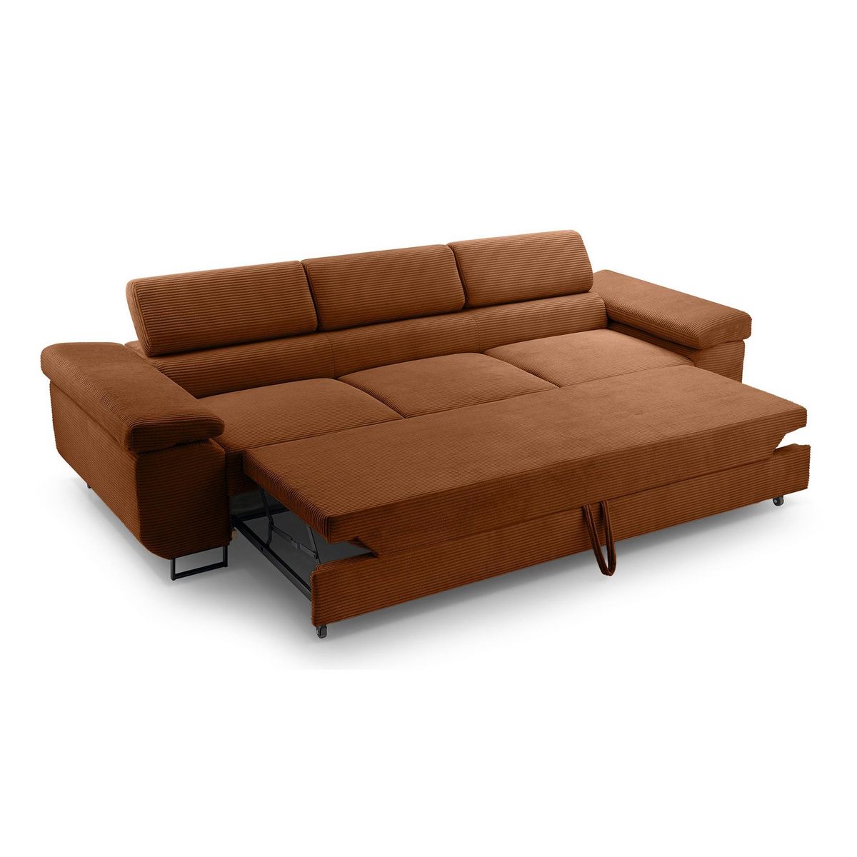 BEST MOBILIER Pablo - canapé 3 places - convertible avec têtières réglables - en velours côtelé