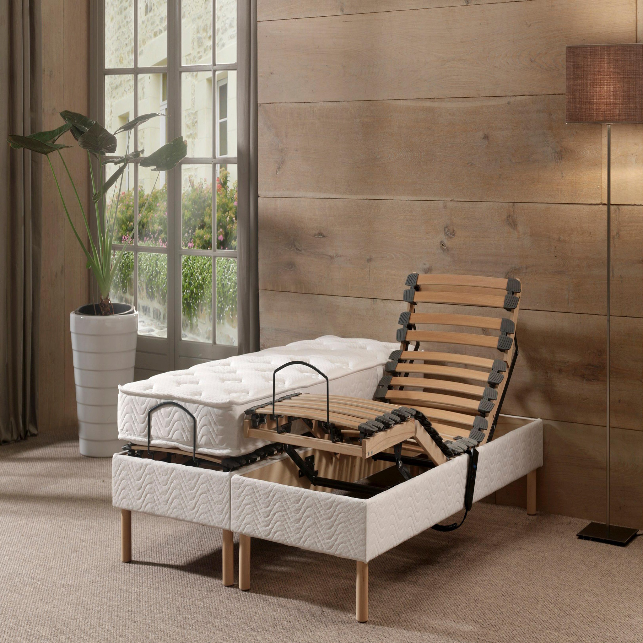 Voir la diapositive 1 : PRESTIGE Collection Lit relaxation électrique TPR mousse mémoire 160x200 cm MEMORYFLEX