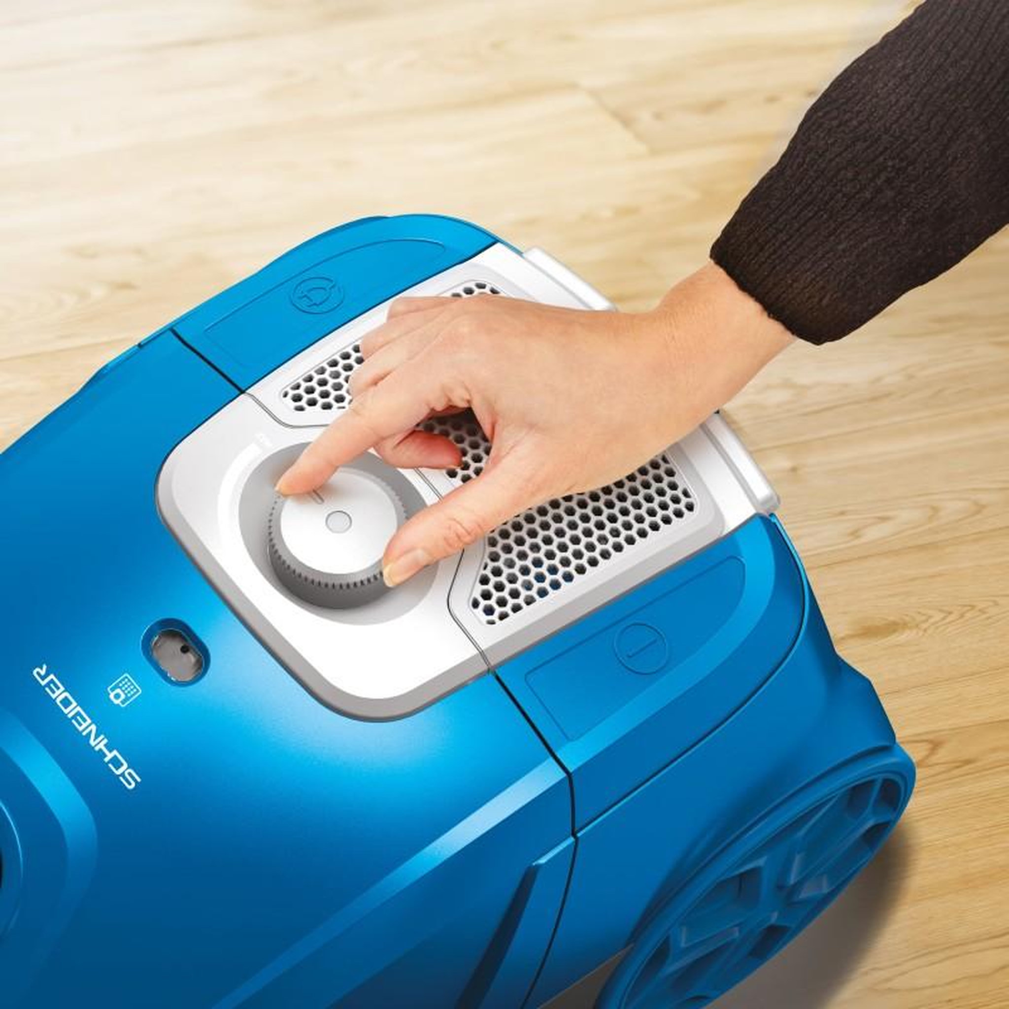 Voir la diapositive 3 : SCHNEIDER Schneider - scvc4258bl – bleu – aspirateur traîneau avec sac – 800w – 2,5l – filtre hepa