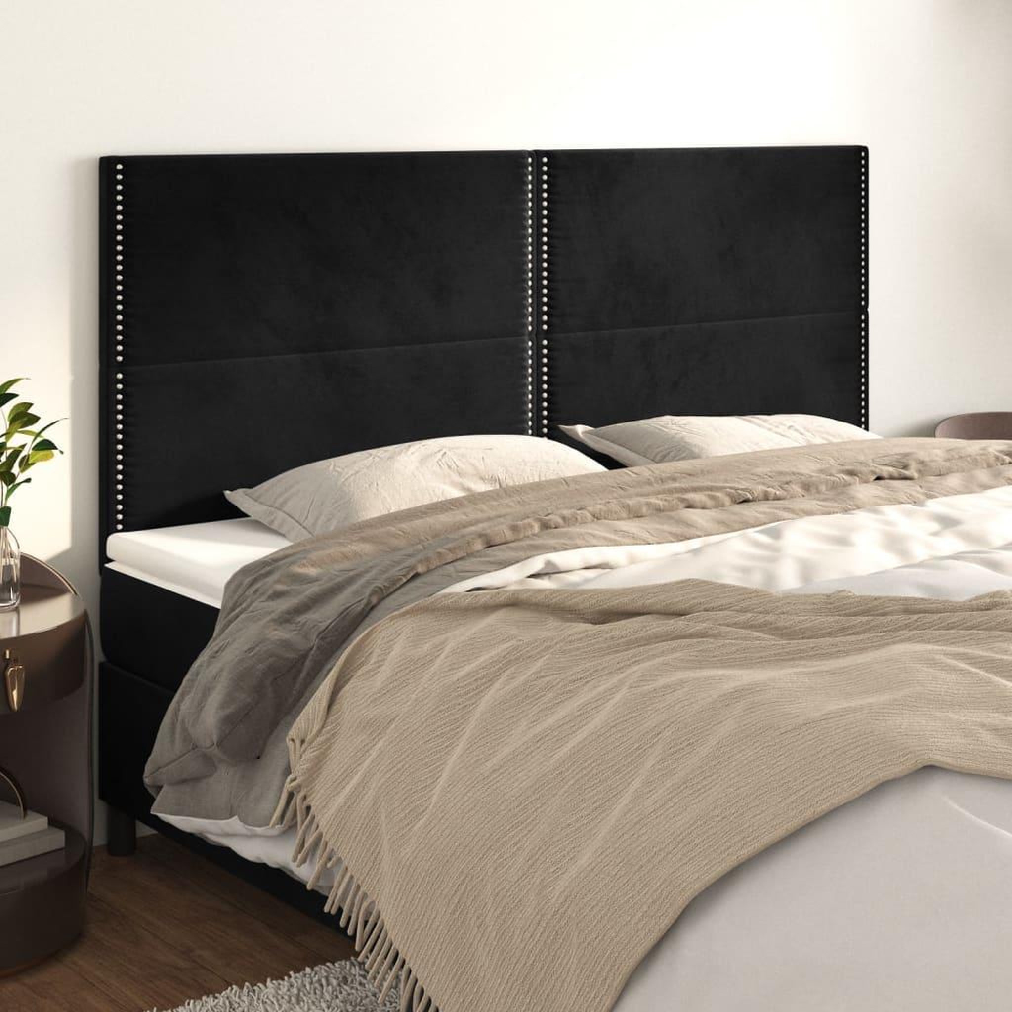 Voir la diapositive 1 : VIDAXL Tetes de lit 4 pcs Noir 80x5x78/88 cm Velours