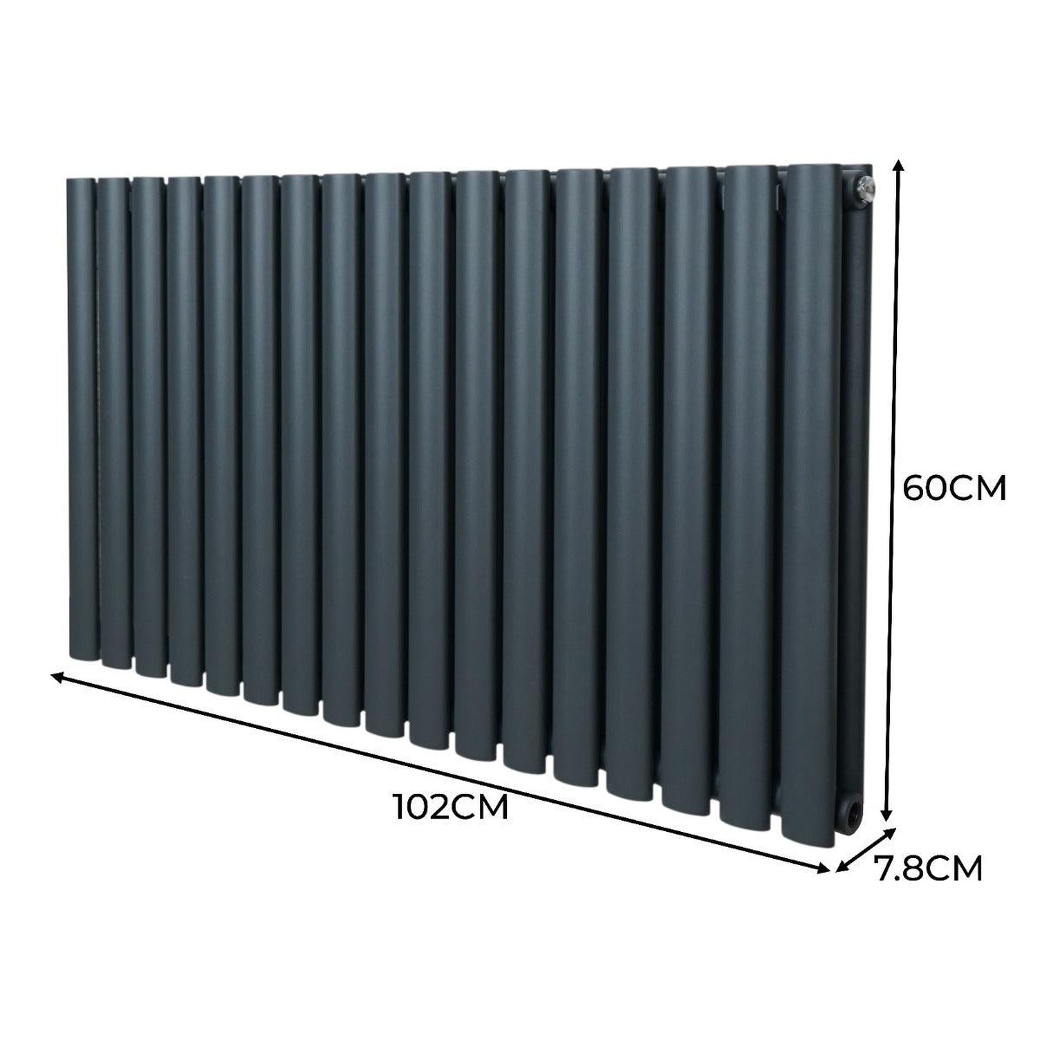 Voir la diapositive 5 : MONSTERSHOP Radiateur à colonnes ovales, 2 panneaux- 600 x 1020 mm – gris anthracite