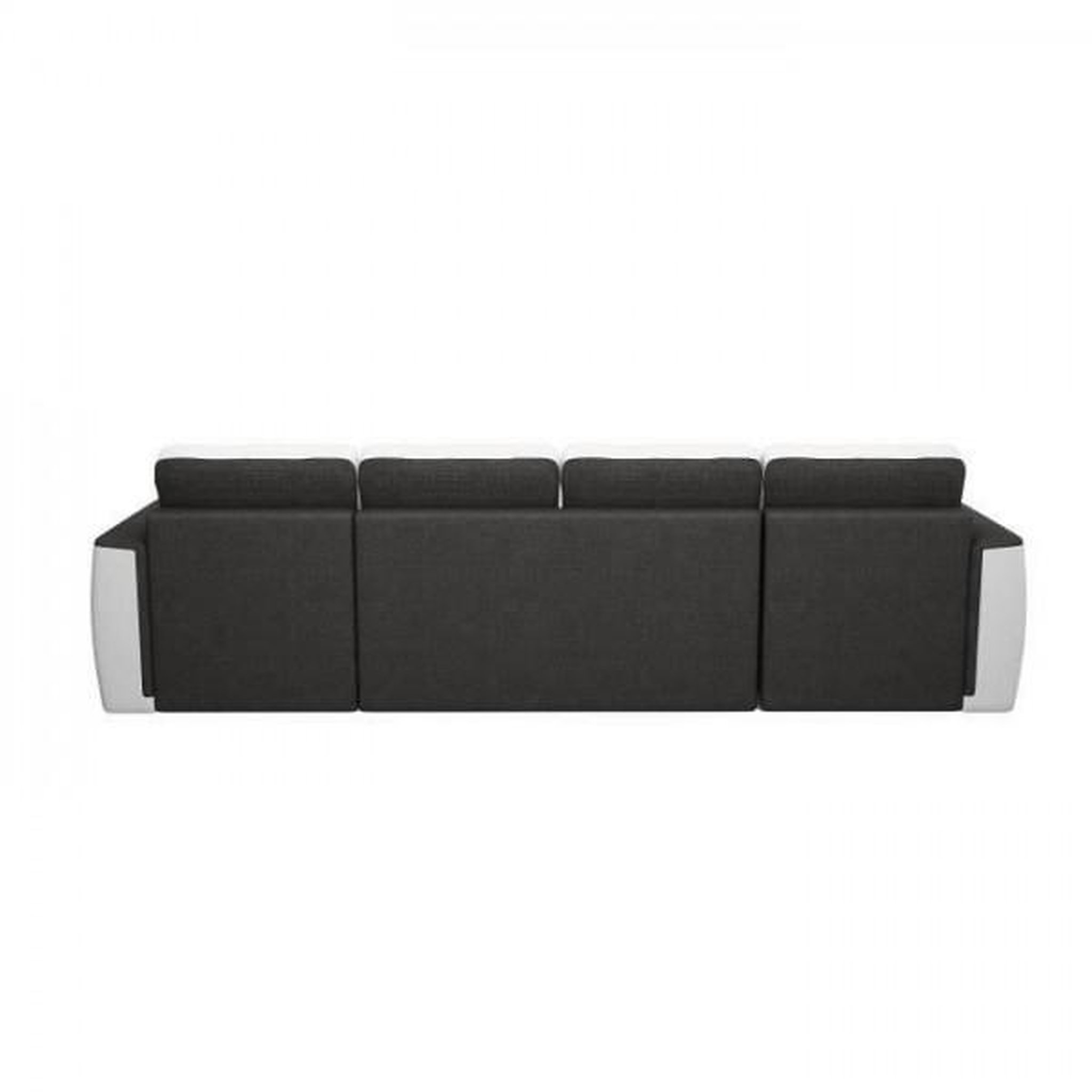 Voir la diapositive 6 : MARKET24 Canapé d'angle panoramique convertible 5 places JAMES - Simili et tissu Blanc et Anthracite - L 298 x P 142 x H 85 cm