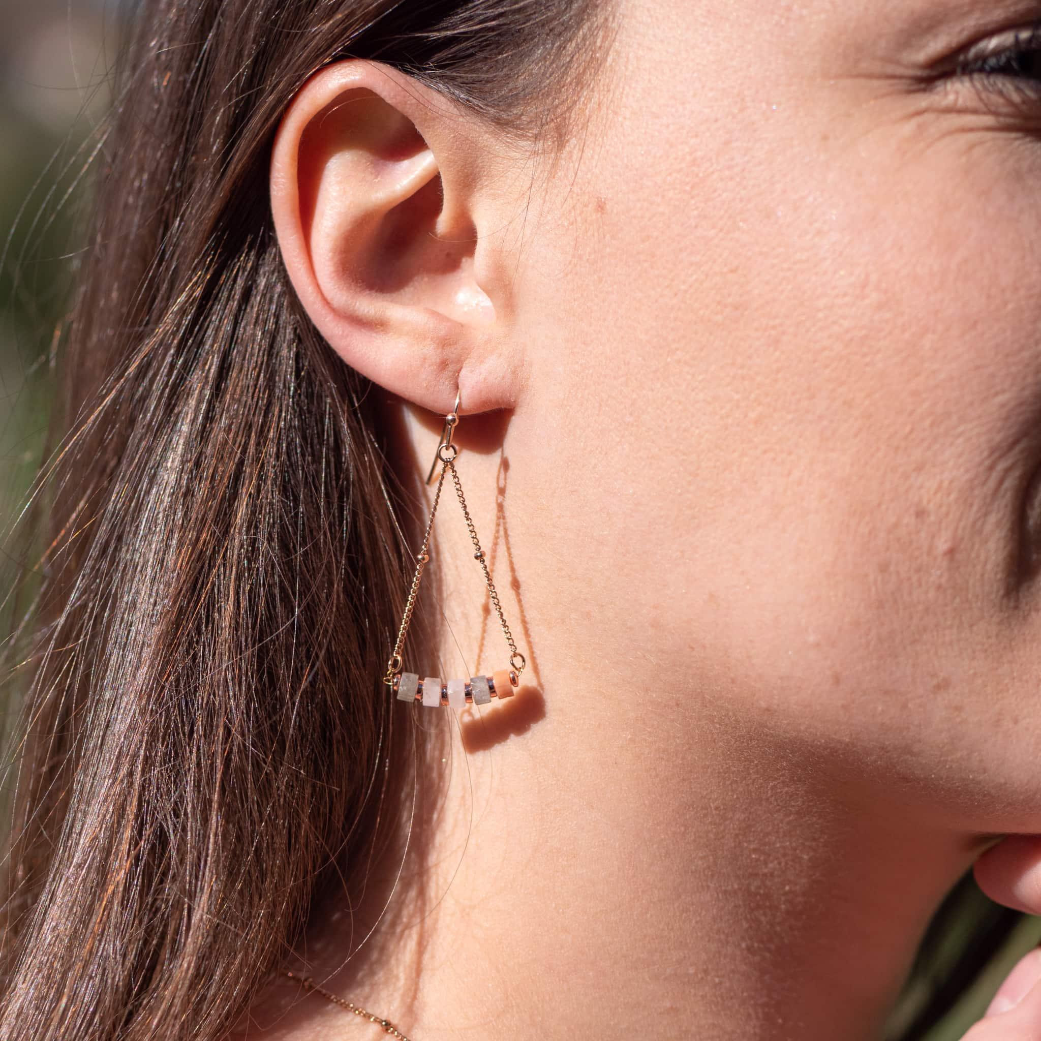 Voir la diapositive 2 : SLOYA Boucles d'oreilles Piana en Pierres de Lune