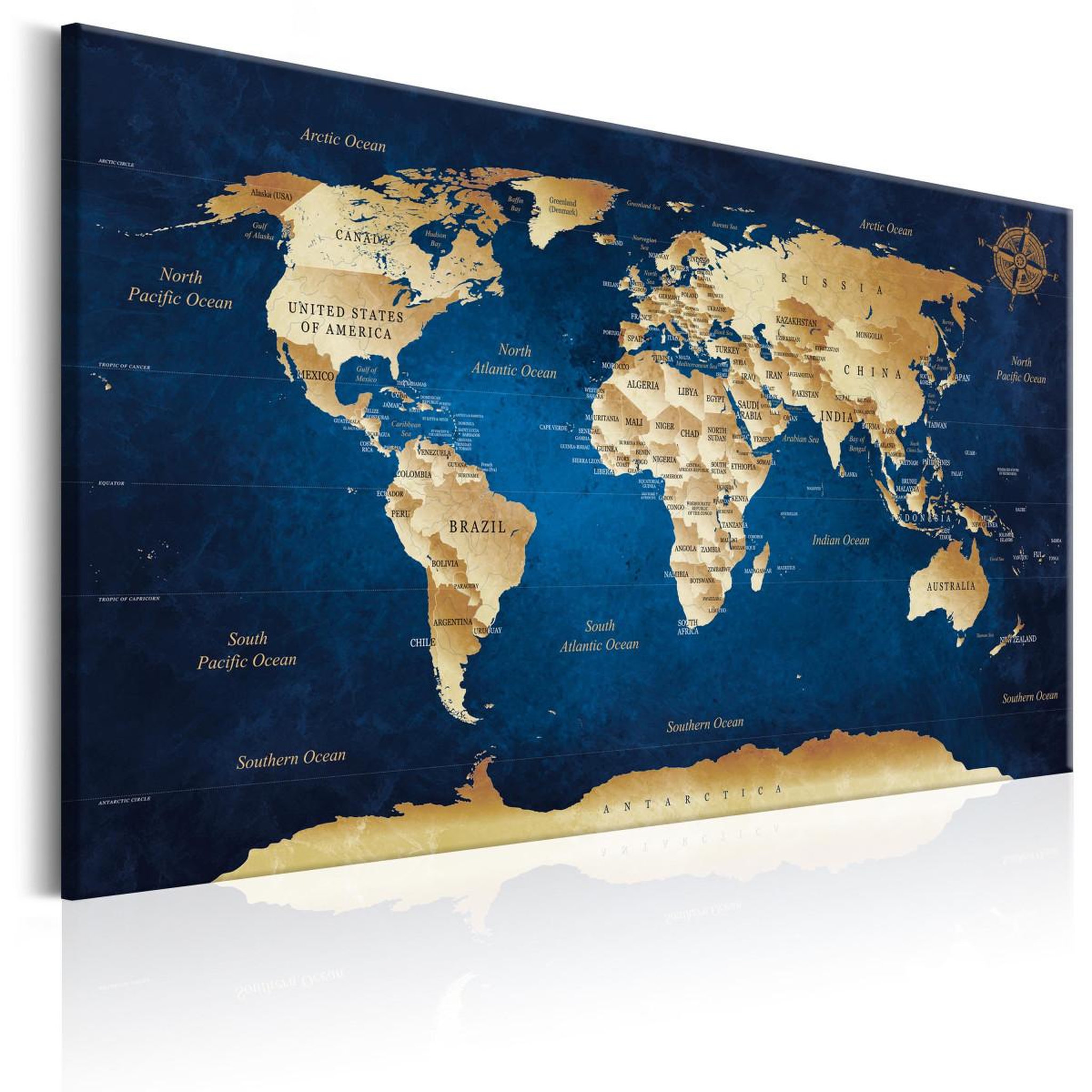 Voir la diapositive 1 : Paris Prix Tableau imprimé  world map : the dark blue depths