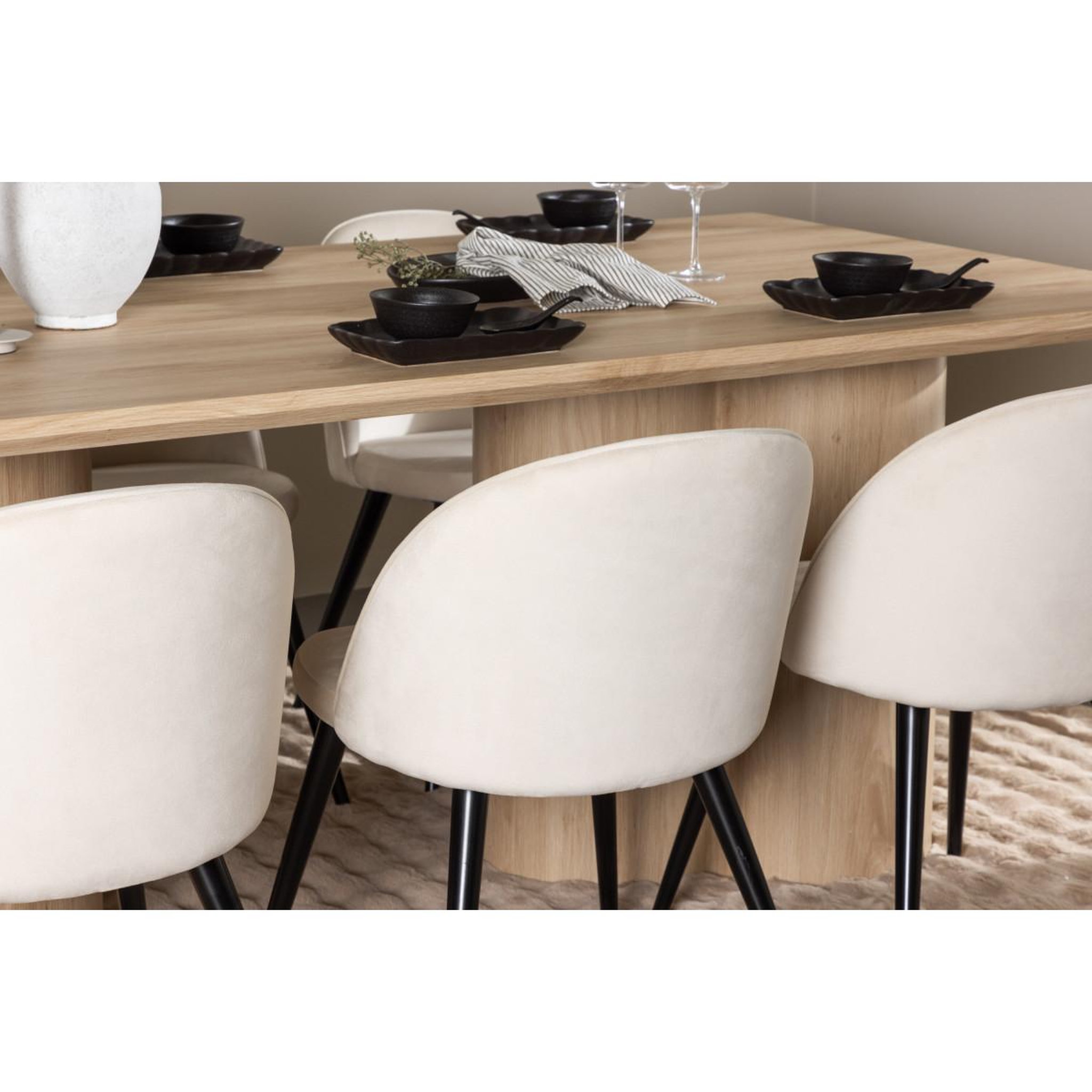 Voir la diapositive 6 : Paris Prix Ensemble table à manger & 6 chaises  olivia & velvet  210cm naturel & beige