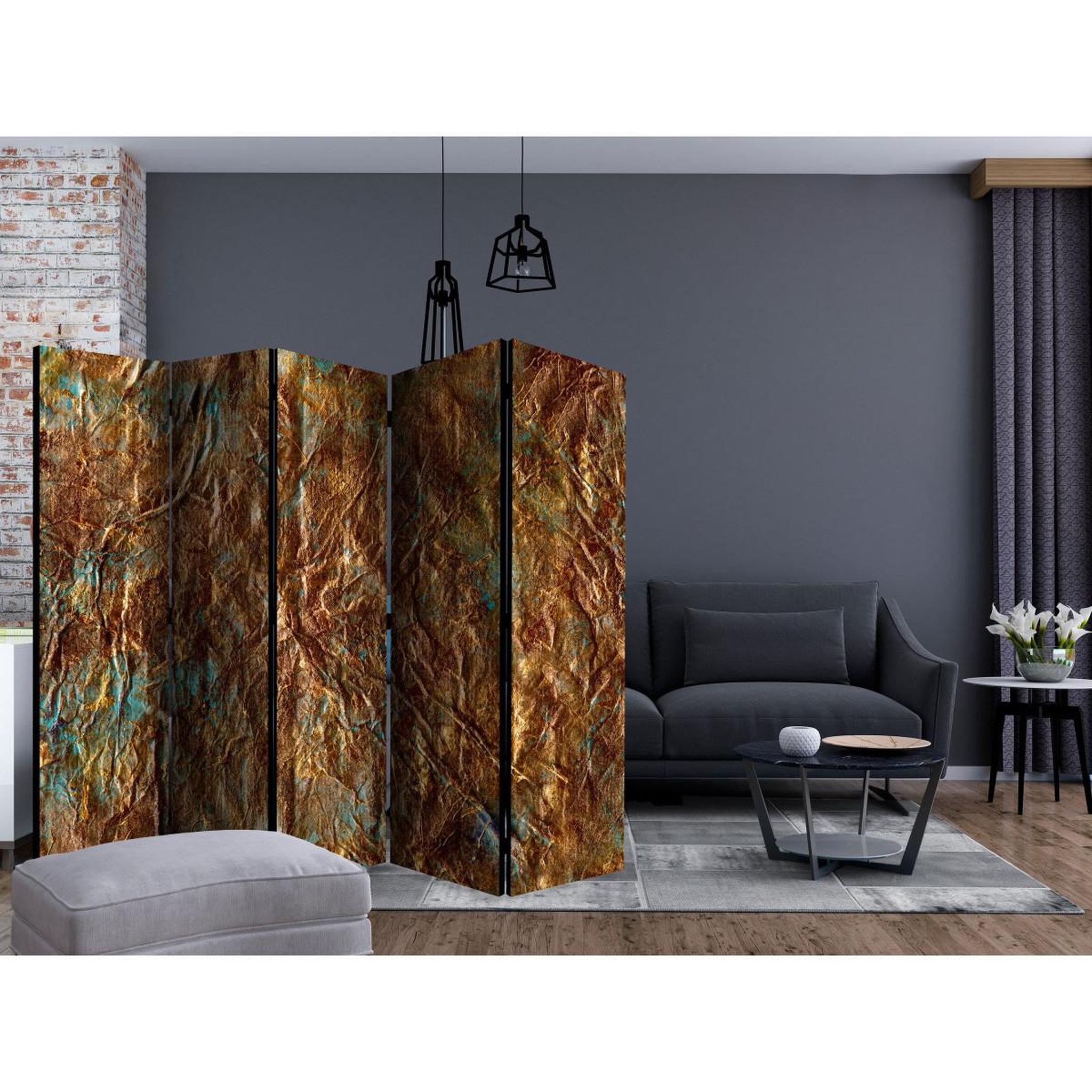 Voir la diapositive 2 : Paris Prix Paravent 5 volets  gold of atlantis  172x225cm