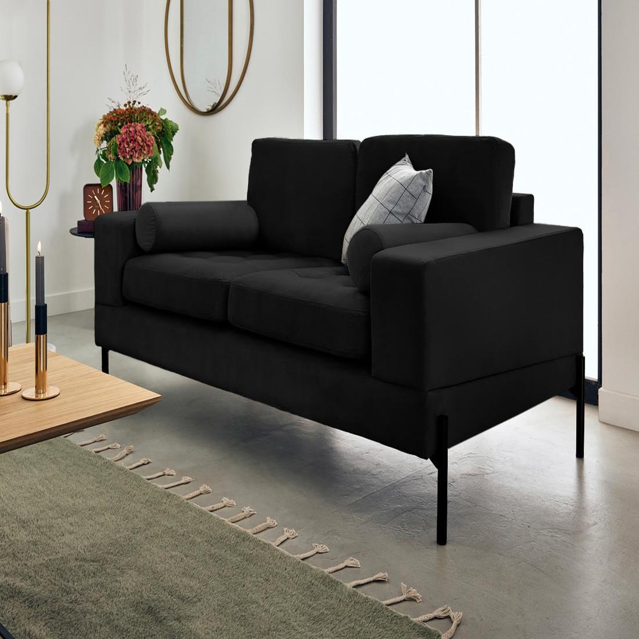 Voir la diapositive 1 : LISA DESIGN Isaure - canapé droit 2 places en velours