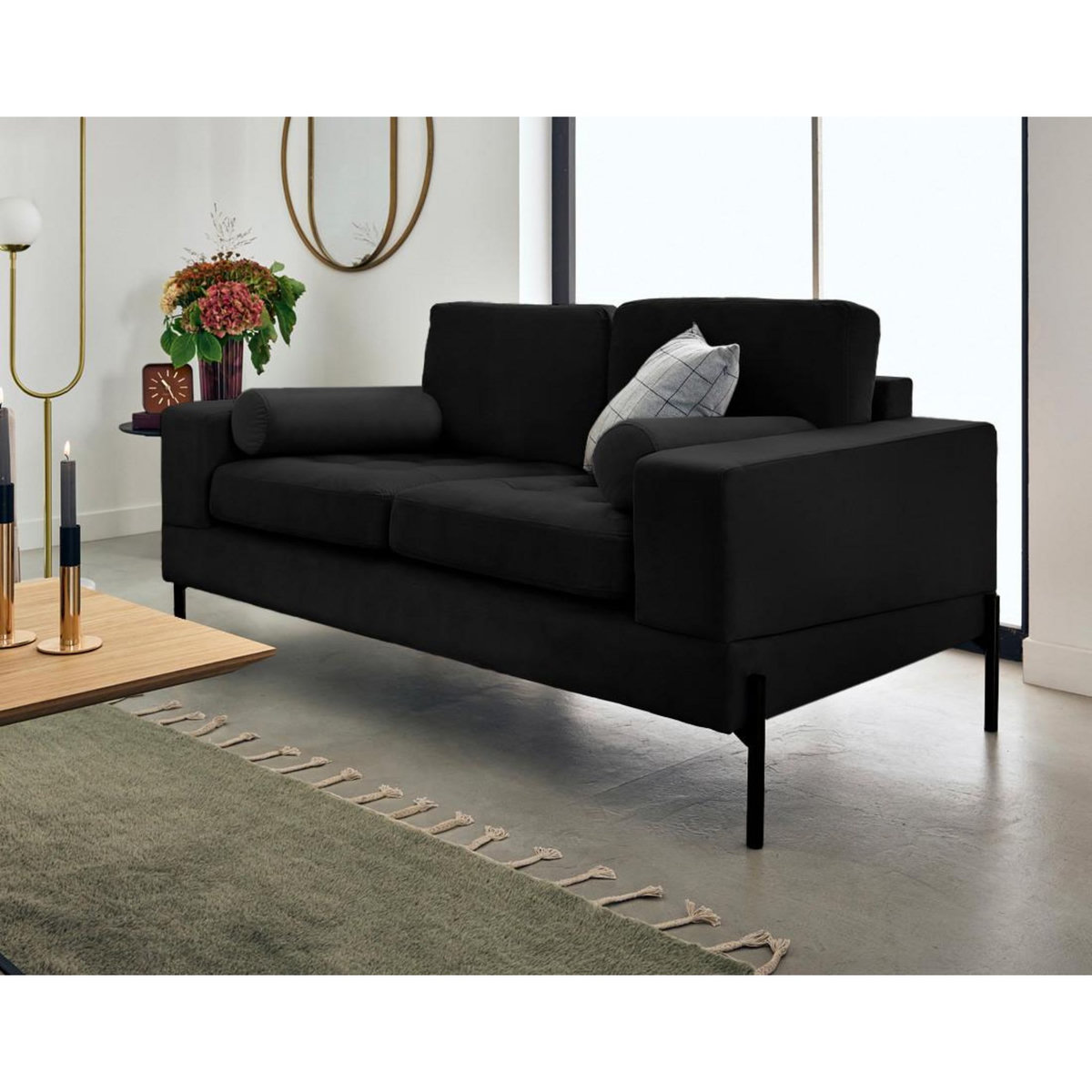 LISA DESIGN Isaure - canapé droit 2 places en velours