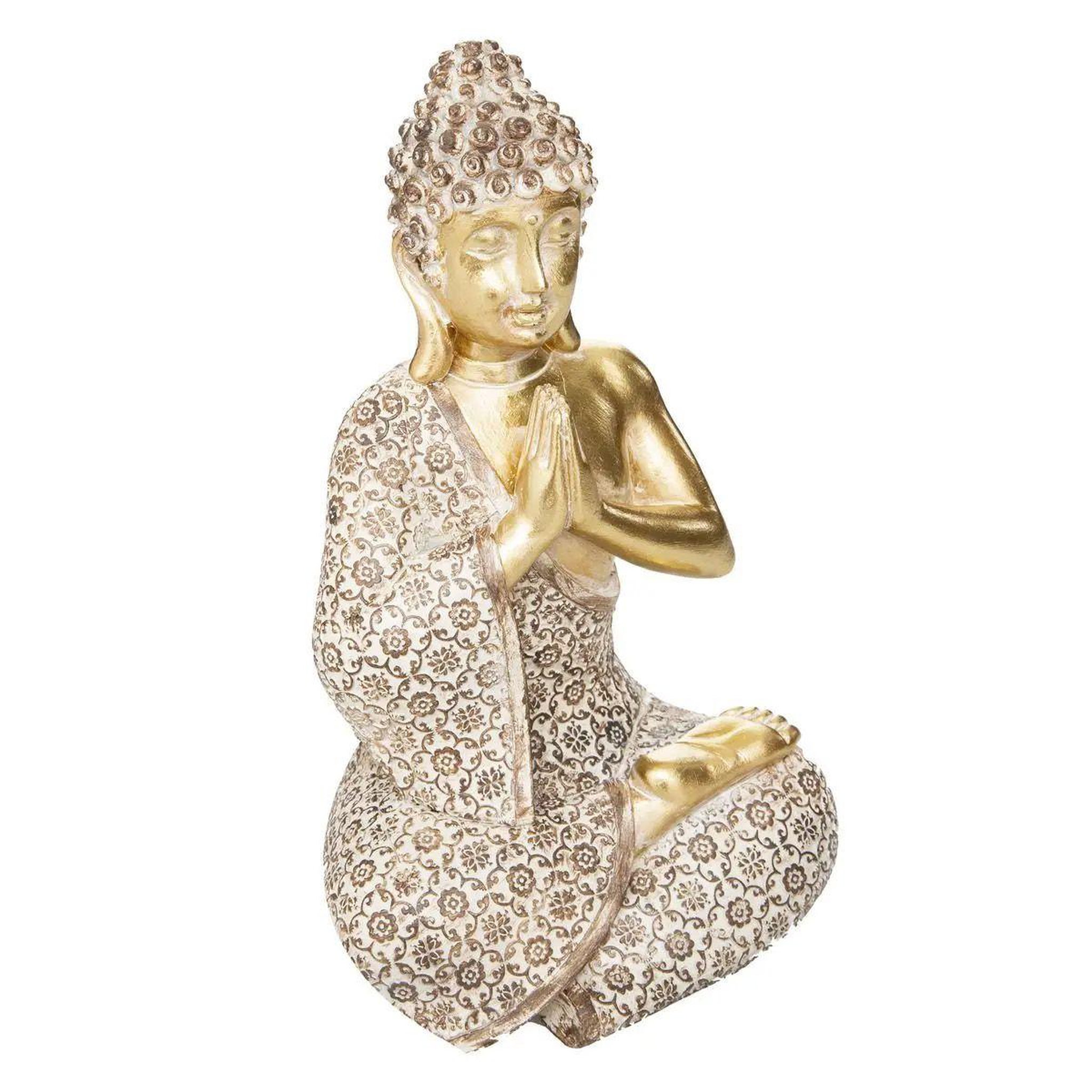 Voir la diapositive 1 : ATMOSPHERA Statuette Bouddha Assis  Pierre  19cm Or
