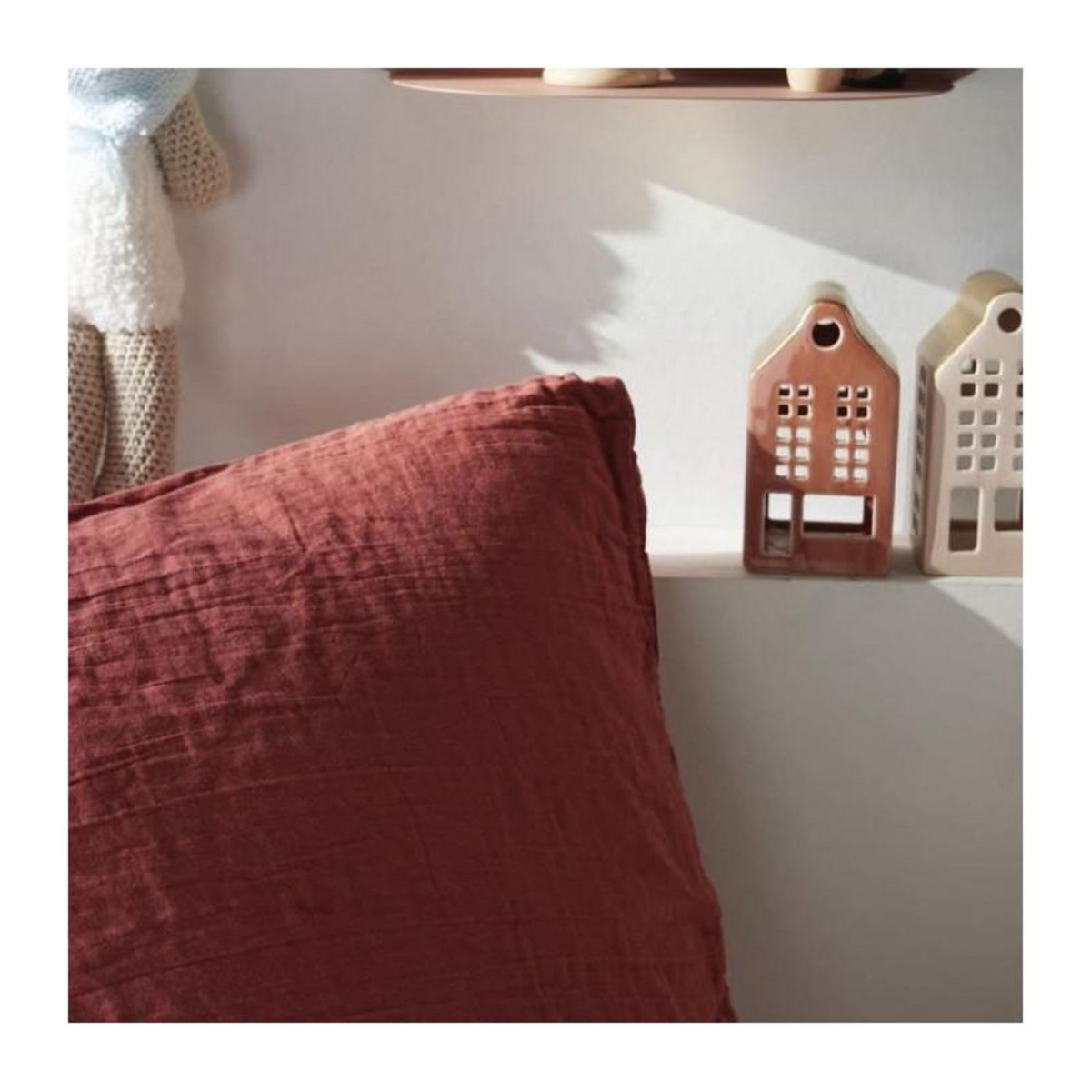 Today Parure de lit - TODAY - 123671 - 2 personnes - 260x240cm - Gaze de coton unie - Terracotta