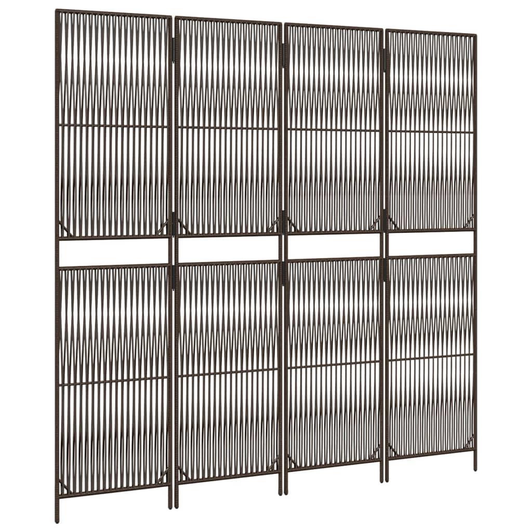 Voir la diapositive 4 : VIDAXL Cloison de separation 4 panneaux marron resine tressee