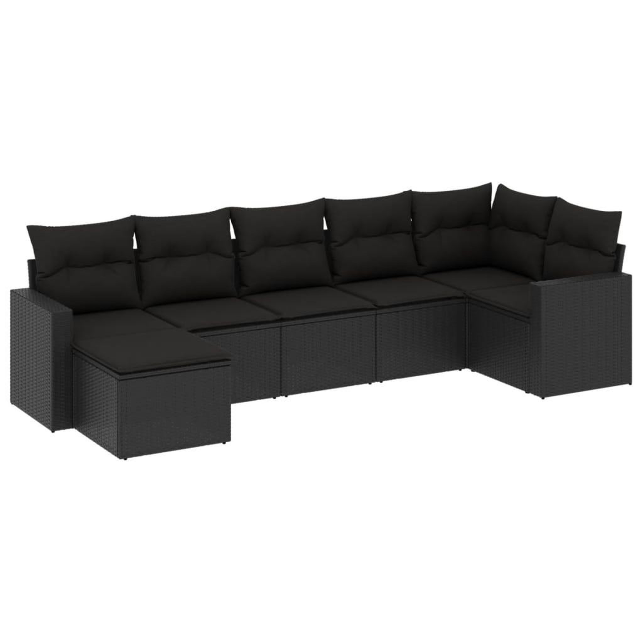 Voir la diapositive 2 : VIDAXL Salon de jardin 7 pcs avec coussins noir resine tressee