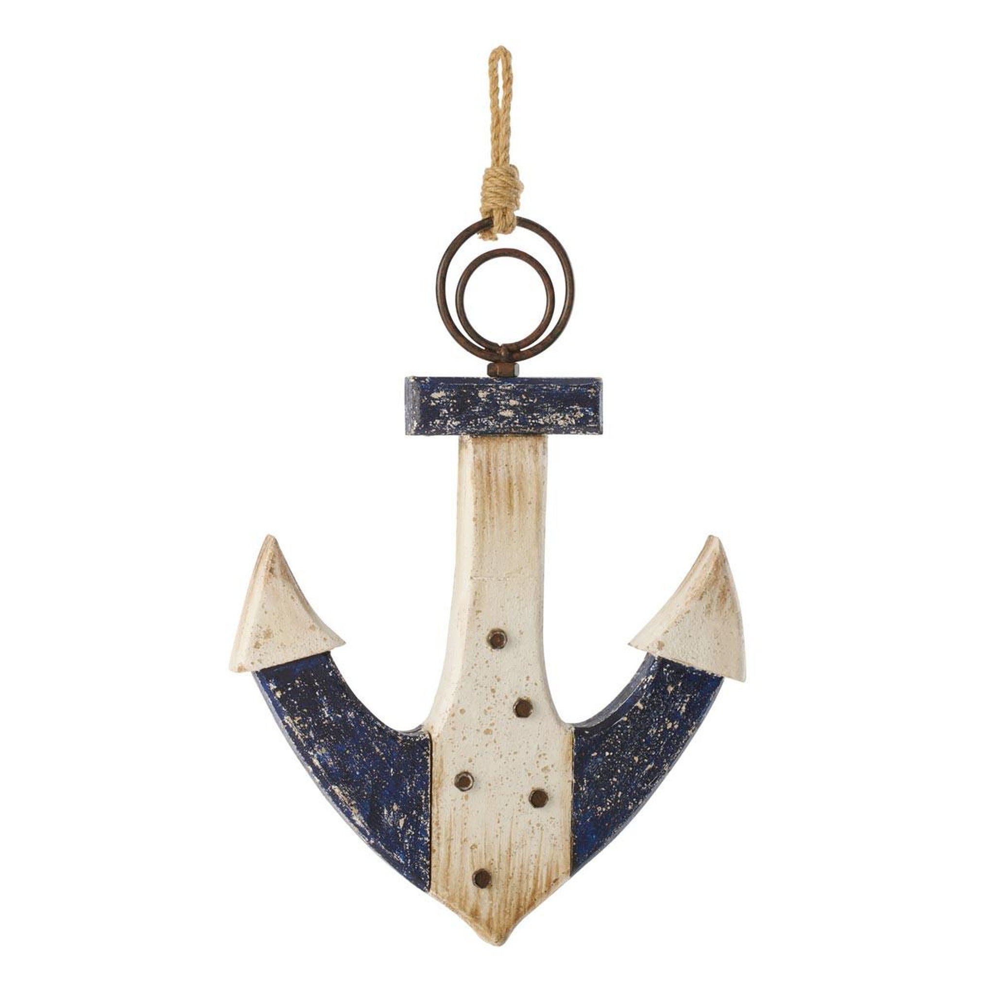 J-LINE Ancre déco en bois  ancora  55cm bleu