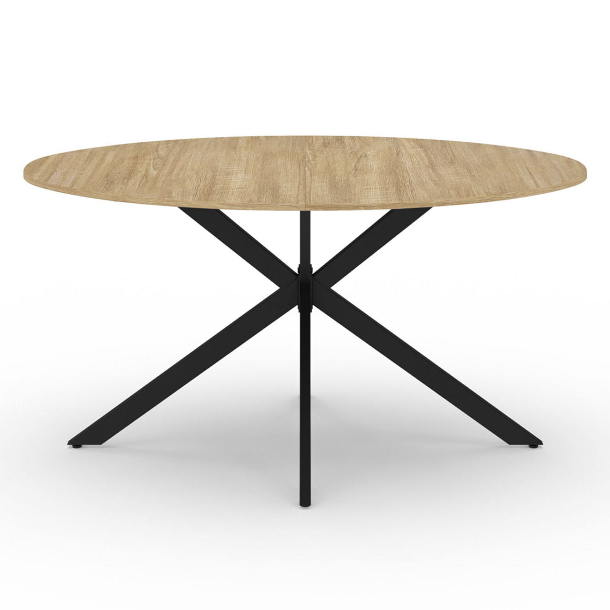 ID MARKET Table à manger ovale ALIX 8 personnes pied araignée bois et noir 150 cm