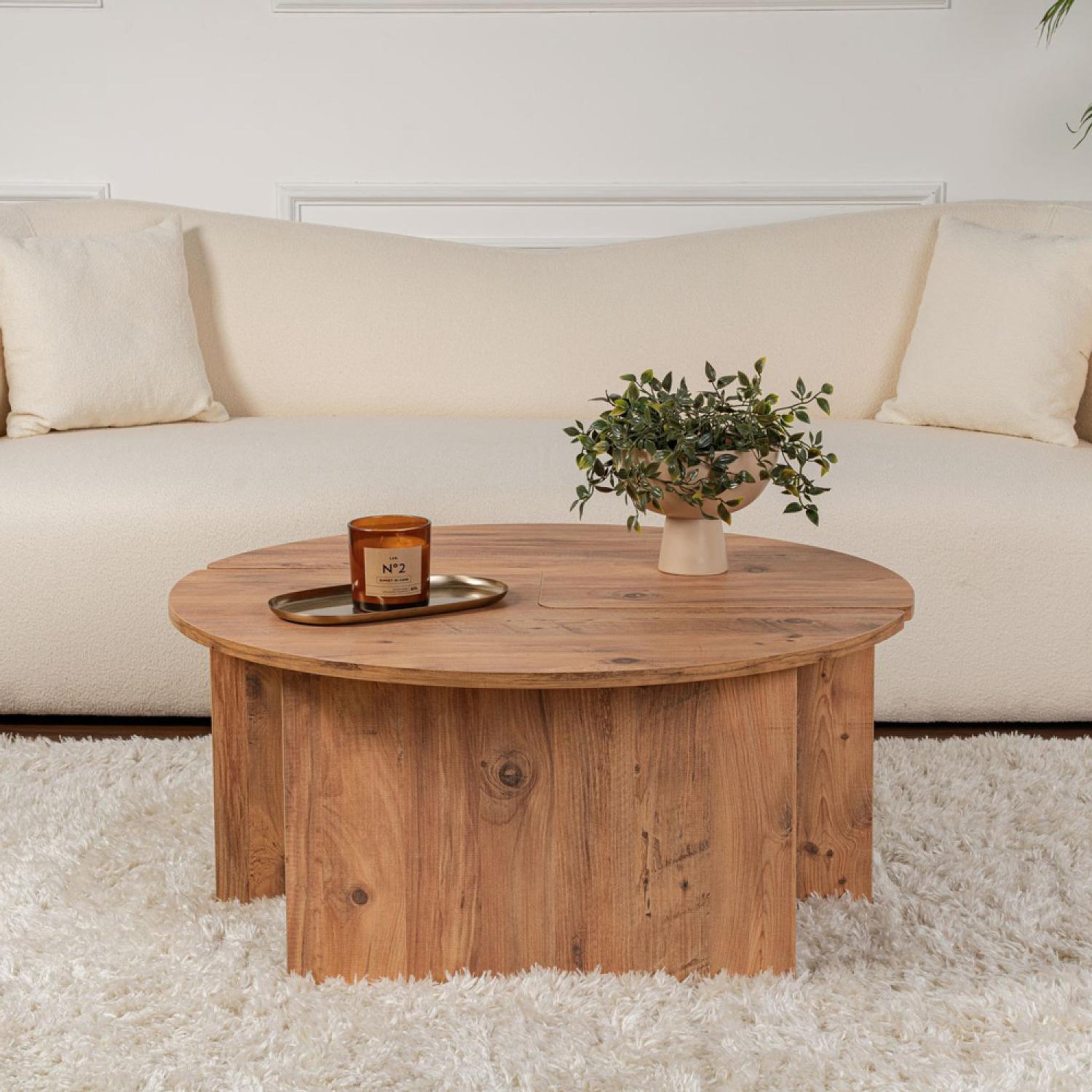 Voir la diapositive 5 : CONCEPT USINE Table basse ronde duo pin atlantique 90cm azus